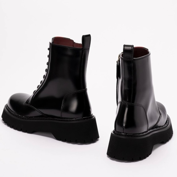 GUCCI web stripe lace up combat boots lace up boots lug boots - Picture 6 of 7